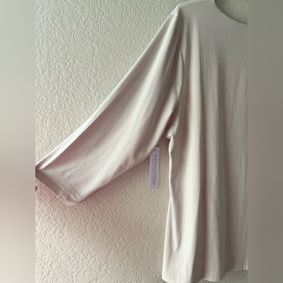 Soft Surrounding 3/4 Sleeve Alyssa Knit Faux Wrap Faded Taupe Top - Picture 6 of 8